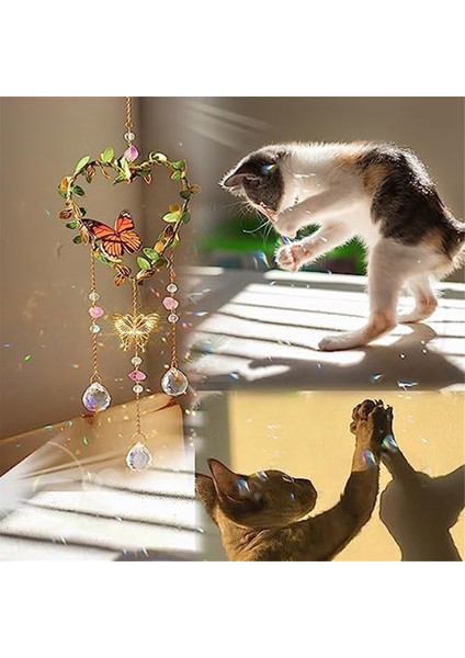 Kalp Suncatchers Pencere Asma, Kelebek ile Renkli Kristal Suncatcher, Prizma Bahçesi ile Kristaller Işık Yakalayıcı (Yurt Dışından) fiyatları