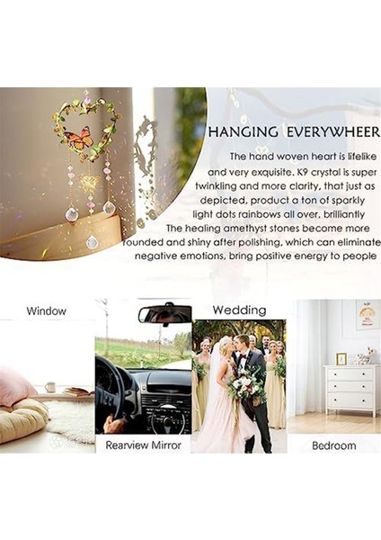 Kalp Suncatchers Pencere Asma, Kelebek ile Renkli Kristal Suncatcher, Prizma Bahçesi ile Kristaller Işık Yakalayıcı (Yurt Dışından) fırsatları