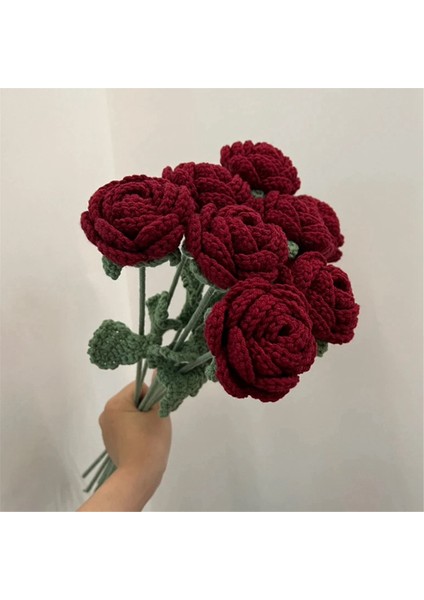 Tığ Işi Çiçekler Buket El Yapımı Örme Kırmızı Gül Çiçek Yapay-Pake Çiçek Düğün Ev Dekorasyon (Yurt Dışından) fiyatları