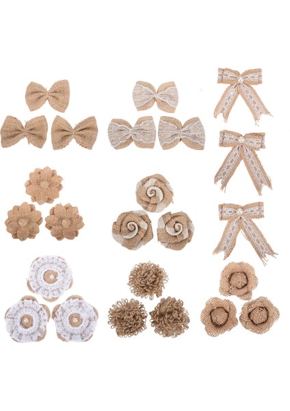 24PCS 1 Set Çuval Bezi Çiçek Vintage El Yapımı Keten Malzemeler Jüt Çiçek Dekorasyonu Düğün Noel Diy (Yurt Dışından) fiyatları