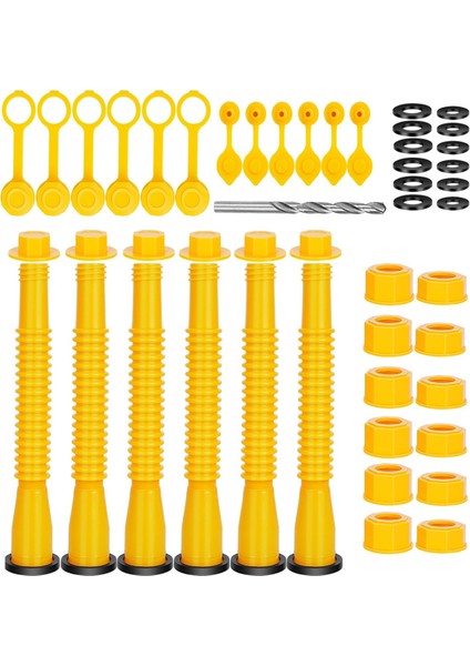 Gaz Can Can Replasman, Gaz Can Nozul, (6pc Kit-Sarı) Çoğu 1/2/5/10 Gal Yağ Kutusu Için Uygun Esnek Dökme Nozul (Yurt Dışından)