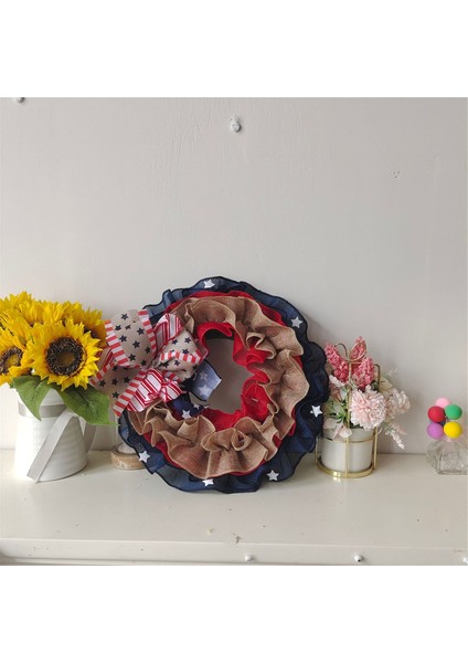 4 Temmuz Çelenk Vatansever Çelenk Tanrı Korusun Ön Kapı Çelenk Anma Günü Yıldız Stripe Çelenk Kapı Duvarı Ev Dekor (Yurt Dışından) fırsatları