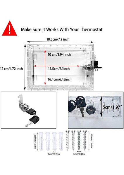 Duvardaki Termostat Için Anahtar, Net Termostat Koruması Olan Termostat Kilit Kutusu, Termostatlara 6,5 ​​inç x 3,9 Inç W x 2in D (Yurt Dışından) modelleri