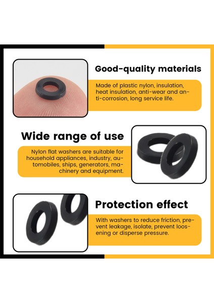 M3 x 6mm x 1mm Naylon Düz Yalıtım Yıkayıcı Contalar Malzerleri Siyah 200 Pcs (Yurt Dışından) indirimleri