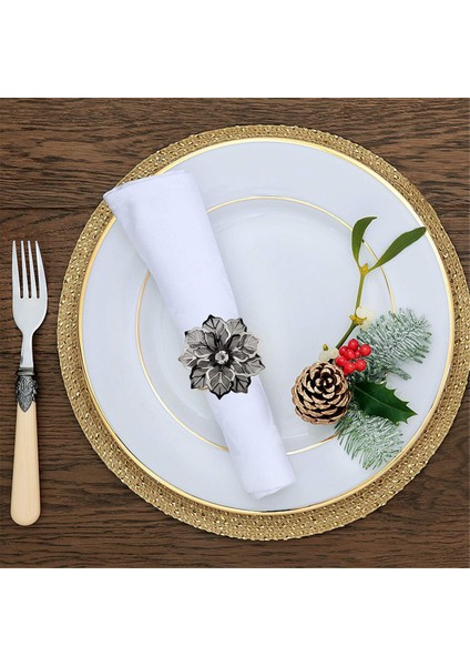 Peçete Yüzük Koleksiyonu Dekoratif Kumaş Peçeteleri Için 10 Pcs Seti Peçete Tutucu Mutfak Dekor Düğün Dekorblack (Yurt Dışından) modelleri