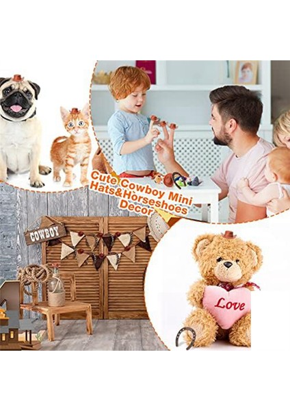 24 Adet Batı Teması Şanslı At Nalı Süsleme ve Mini Kovboy Şapka El Sanatları Minyatür At Ayakkabıları Düğün Hediye Seti (Yurt Dışından) modelleri