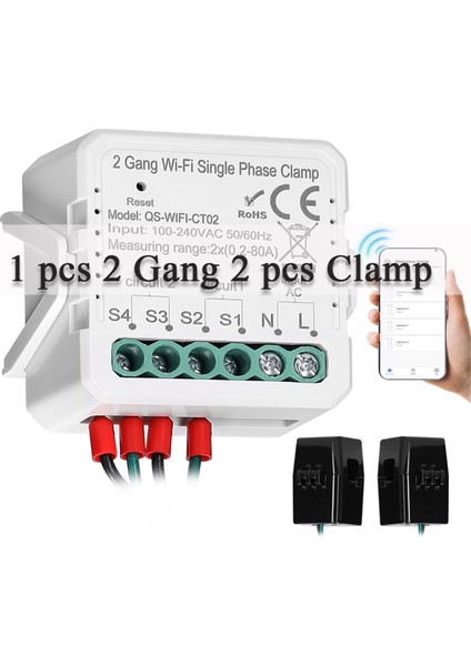 Tuya Wifi 2 Gang 80A Tek Faz Kelepçe Güneş Pv Çift Yönlü Iki Yönlü Enerji Ölçer Uygulama Kontrolü (Yurt Dışından) fiyatları