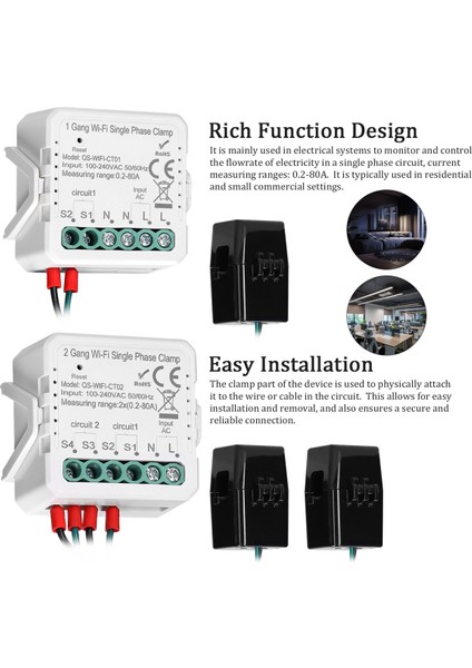 Tuya Wifi 2 Gang 80A Tek Faz Kelepçe Güneş Pv Çift Yönlü Iki Yönlü Enerji Ölçer Uygulama Kontrolü (Yurt Dışından) indirimleri
