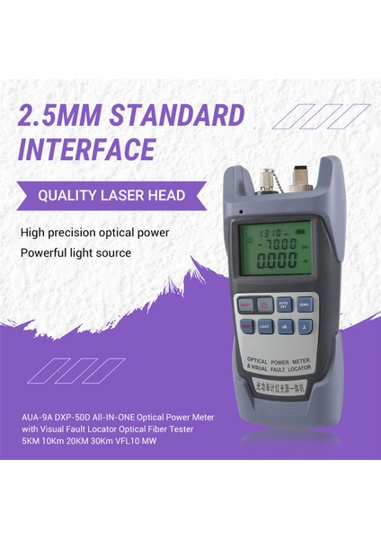 AUA-9A DXP-50D Görsel Arıza Konumlandırıcı Optik Fiber Test Cihazı ile Hepsi Bir Arada Optik Güç Ölçer 5km 10KM 20KM 30KM VFL10 Mw (Yurt Dışından) indirimleri