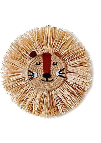 Duvar Sanatı Hayvan Başı El Örgü Asılı, Pamuk Iplik Dokuma Saman Karikatür Püskülleri Sakal Aslan Kaplanları Makrome Kolye (Yurt Dışından)