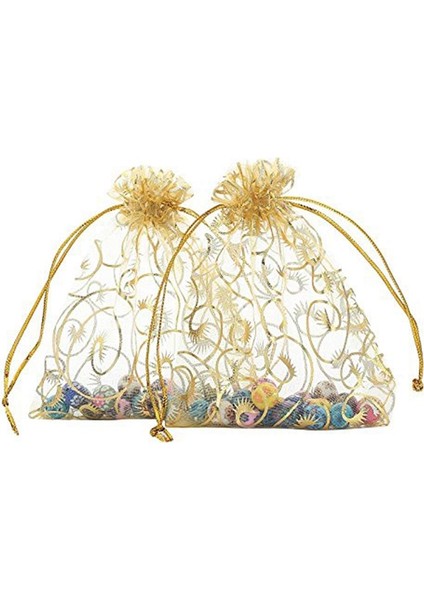 100PCS 10X15CM Kirpik Baskılı Altın Organze Çantaları Mücevher Torbası Çantalar Organze Çekiliş Torbaları Düğün Iyilikleri Şeker Hediye Çantaları (Yurt Dışından) fiyatları