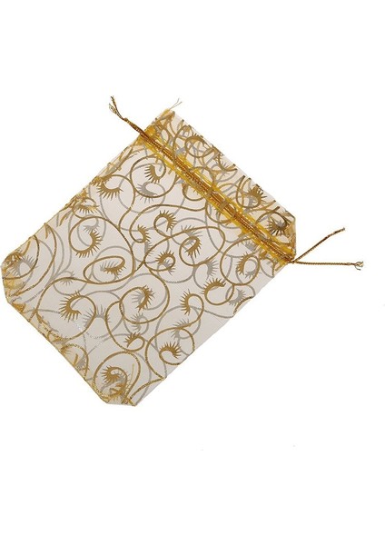 100PCS 10X15CM Kirpik Baskılı Altın Organze Çantaları Mücevher Torbası Çantalar Organze Çekiliş Torbaları Düğün Iyilikleri Şeker Hediye Çantaları (Yurt Dışından) fırsatları