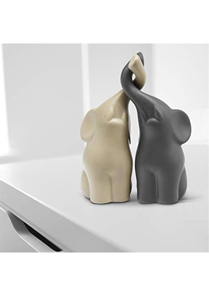 Beige &amp; Grey&#39;de Sevgi Dolu Filler Çift - Modern Seramik Heykel - Set Olarak Heykelcik - Dekorasyon Figürü - Süsleme (Yurt Dışından) modelleri