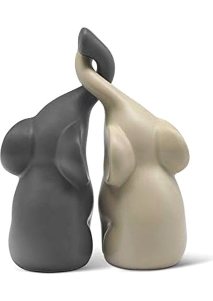 Beige &amp; Grey&#39;de Sevgi Dolu Filler Çift - Modern Seramik Heykel - Set Olarak Heykelcik - Dekorasyon Figürü - Süsleme (Yurt Dışından) indirimleri