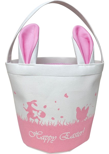 Paskalya Sepeti Depolama, Kulplu Boş Tuval Sepeti, Erkek ve Kızlar Için Katlanabilir Kova Çantaları, Kıyafetler, Oyuncaklar Pembesi (Yurt Dışından)