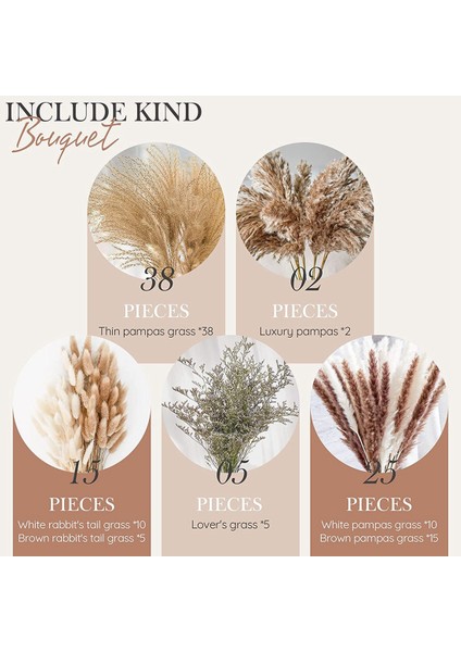 85PCSPAMPAS Çim Dekoratif Vazo Ev Tasarım Düzenlemeleri, Kurutulmuş Doğal Pampas Çim Bitkileri Kabarık Kurutulmuş Çiçekler 43 cm (Yurt Dışından) modelleri