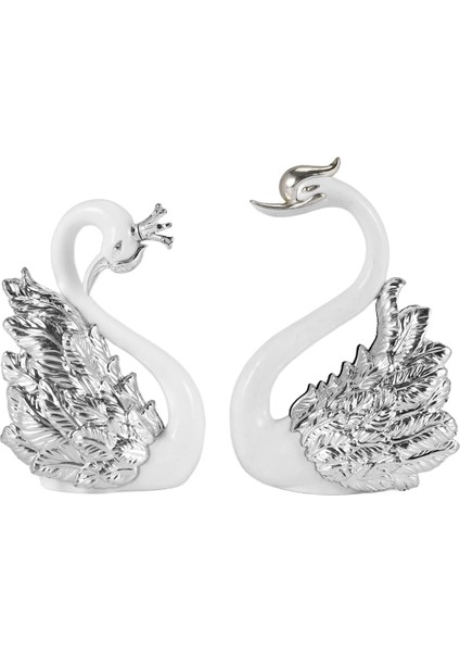 2 Adet Kuğu Süsleri Figürin, Kuğu Kek Dekorasyonu, Araba Figürinleri Dekorasyonu, Ev Düğün Noel Dekorasyonu B (Yurt Dışından)