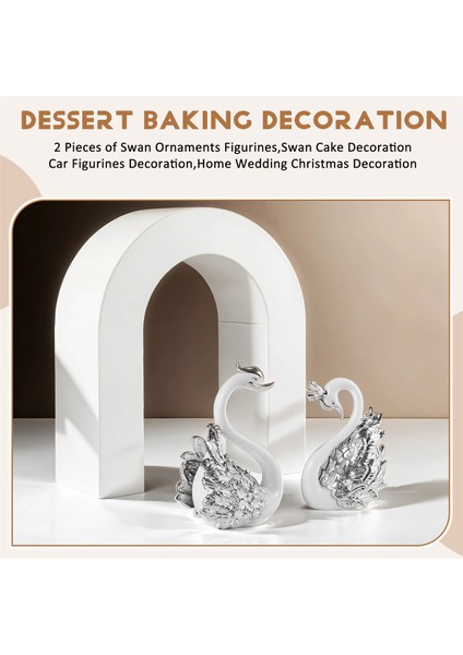 2 Adet Kuğu Süsleri Figürin, Kuğu Kek Dekorasyonu, Araba Figürinleri Dekorasyonu, Ev Düğün Noel Dekorasyonu B (Yurt Dışından) fırsatları