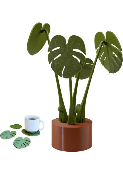 Monstera Bitki Bardak Altlıkları 3D Baskılı, Su Geçirmez ve Scald Karşıtı Bitki Coaster, Komik 3D Baskılı Bardak Altlıkları Manyetik Olarak (Yurt Dışından)