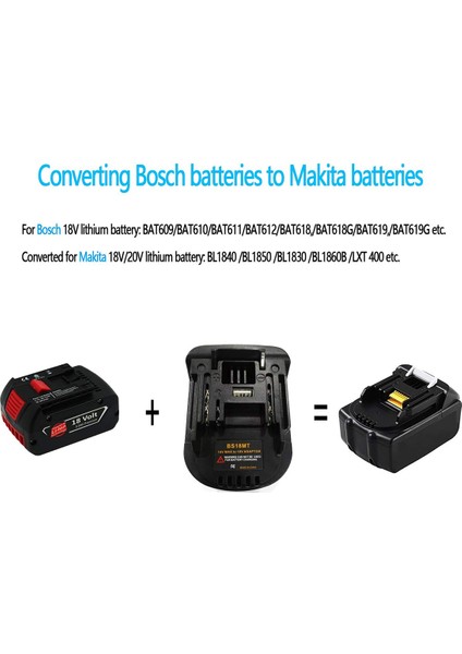 2pcs Bosch 18V BAT619G/620 Pil Için BS18MT Pil Adaptör Dönüştürücü Makita 18V BL1860 Lityum Pil (Yurt Dışından) modelleri