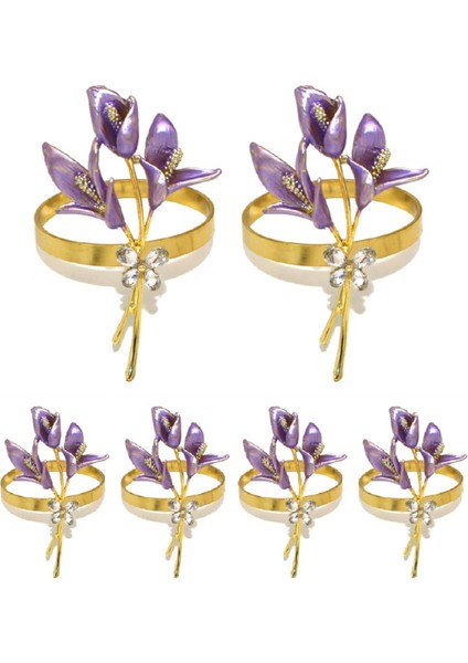 6pcs Altın Zambak Peçete Halkaları Metal Peçete Halka Sahipleri Düğün Partisi Tatil Ziyafeti Noel Yemeği, Bir (Yurt Dışından)