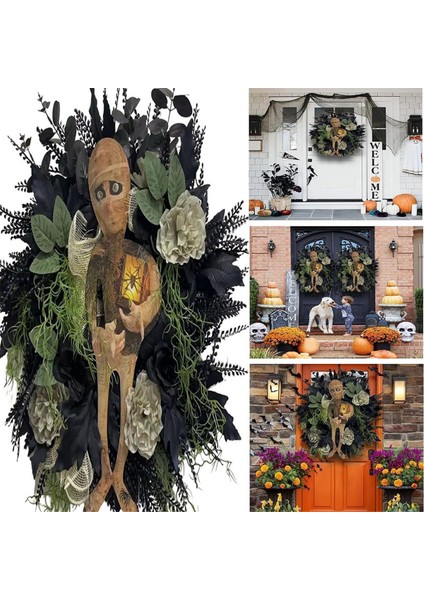 Cadılar Bayramı Mumya Çelenk Kapalı Açık Korku Duvarı Asma Ön Kapı Hoş Geldiniz Işareti Sundurma Dekorasyonları 19.7X15.7INCH (Yurt Dışından) fırsatları