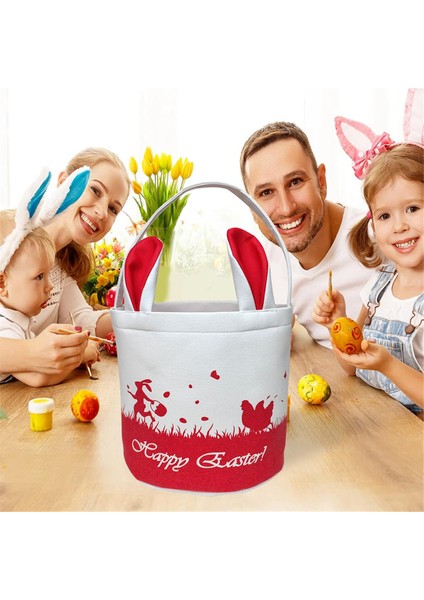 Paskalya Sepeti Depolama, Kulplu Boş Tuval Sepeti, Erkek ve Kızlar Için Katlanabilir Kova Çantaları, Kıyafetler, Oyuncaklar Kırmızı (Yurt Dışından) fırsatları