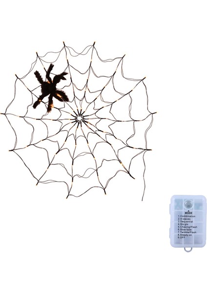 Cadılar Bayramı Dekorasyonları LED Işıklar Örümcek Web Dekorasyon Duvar Mesh Işıkları Uzaktan Kontrol Cadılar Bayramı Atmosfer Işıkları E (Yurt Dışından)