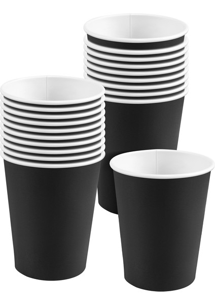 20 Kağıt Bardak (9oz) - Düz Sol Renkler Doğum Günü Partisi Sofra Seçimleri (Siyah) (Yurt Dışından)