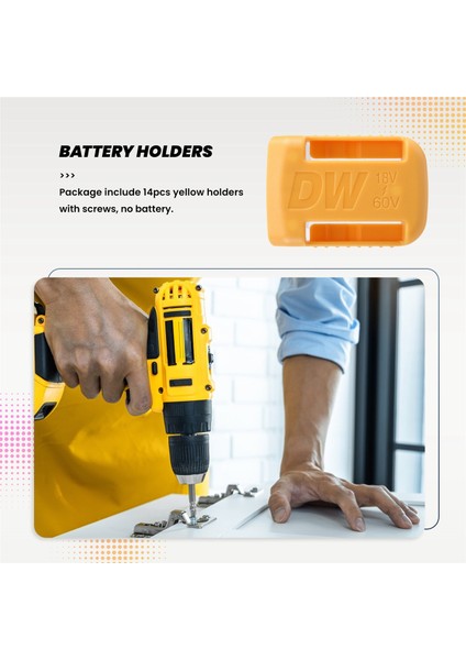 Dewalt 20V Montaj Dock Için 14 Paket Pil Tutucular 20V 60V Maks Sarı (Pil Yok) (Yurt Dışından) modelleri