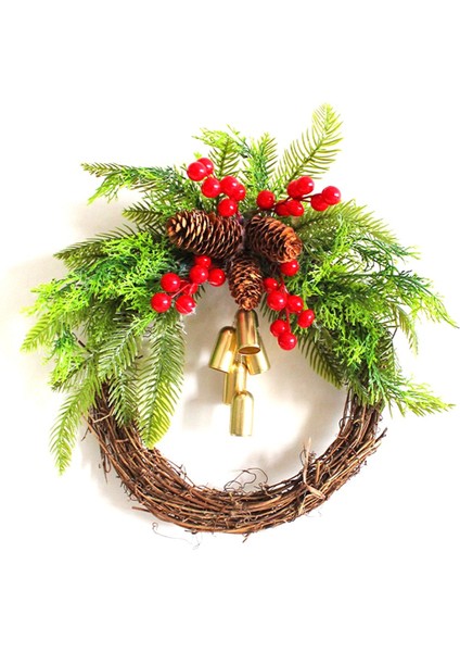 Çiftlik Noel Çelenk Boho Tatil Çelengi, Yapay Çelenk, Noel Ağacı Ön Kapı Asma Çelenk, Festival Dekoru (Yurt Dışından)