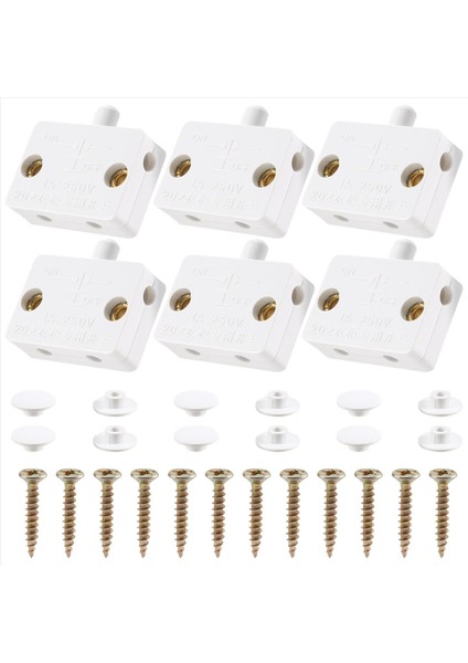 Dolap Işığı Için 6 Adet Kapı LED Anahtarı, Normalde Kapalı Dolap Elektrik Lambası Anahtarları, Dolap Kiler Dolabı Için Beyaz (Yurt Dışından)