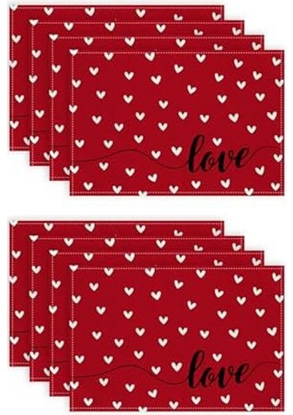 Sevgililer Günü Placemats, Kalp Mevsimlik Çiftlik Çuval Örtüsü Kırmızı Kapalı Mutfak Masası Mat Partisi, 8 Pcs (Yurt Dışından)