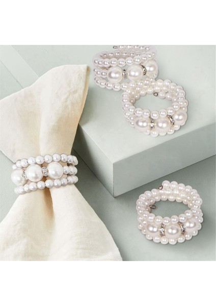 Peçete Yüzüğü Zarif Bling Modern Inci Boncuklu Kullanım Tatil Partisi Doğum Günü Partisi Düğün Peçete Yüzükleri Seti 6 (Yurt Dışından) fırsatları