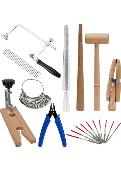 Kuyumcu Araç Seti, Yüzük Yapma Kiti, Silversmith Starter-Kit, Yüzük Boyutlandırma Mandrel Ölçüm Aracı, Kuyumcu Testere Çerçevesi, Malzemeler (Yurt Dışından)