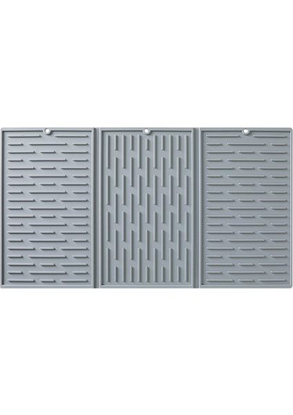 Mutfak Sayaçları Için Gri Katlanabilir Üç Katlı Sofra Kurutma Mat Silikon Drenaj Mat (Yurt Dışından)