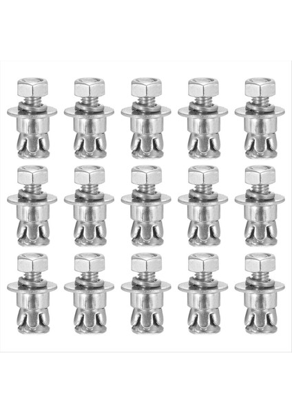 1/4inch x 5/8 Inç Altıgen Somun Kolları - 50 Paket - Beton Kuru Tuğla Blok Duvarlar Için Iyi - Karbon Çeliği - Gümüş (Yurt Dışından)