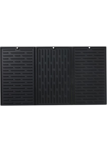 Siyah Katlanabilir Üç Katlı Sofra Takımı Kurutma Mat Silikon Drenaj Mat Mutfak Sayaçları (Yurt Dışından)