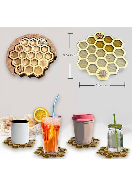 Tutucu ile Içecekler Için Ayarlanan Bardak Altlıkları, 4pcs Petek Şeklindeki Içecek Bardak Altlıkları, Soğuk/sıcak Içecekler Için Kupa Coaster (Yurt Dışından) indirimleri