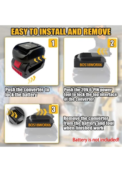 BOS18WORX6 Güç Aleti Adaptör Dönüştürücü Bosch 18V BAT618 Worx 20V 6 Pın Elektrikli Aletler Için Li-Ion Pil (Yurt Dışından) fırsatları