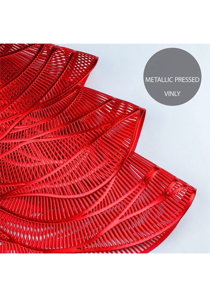 6pcs Kırmızı Placemats ve Bardak Altlıkları Preslenmiş Vinil 15 Inç Gül Yuvarlak Yer Paspasları Yemek Masası Paspaslar Yemek Masası Merkez Parçası (Yurt Dışından) indirimleri