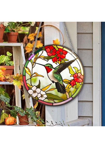 Vitray Suncatcher Kuş Vitray Pencere Asma Doğum Günü Hediye Kutusu Memorial Hook ile (Yurt Dışından) indirimleri