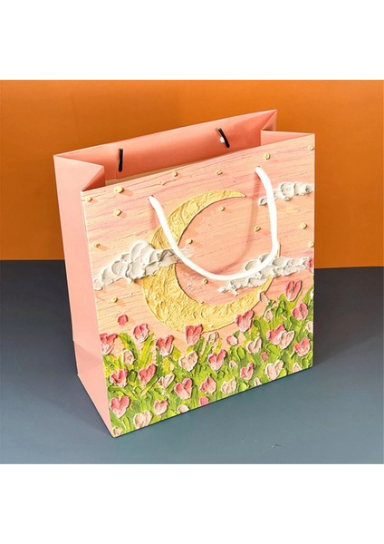 Yağlı Boya Çocuk Hediye Çantası Hediye Kutusu Kağıt Çantası Taşınabilir Doğum Günü Hediye Çantası Hadi, Mavi (Yurt Dışından)