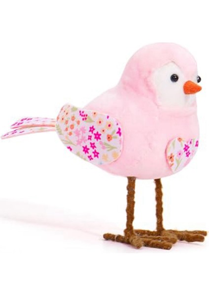 Paskalya Peluş Kuş Bebekleri Tatil Duran Kuş Parçası Süsler Uzun Bacaklı ve Baskılı Eşarp ve Yay Masa Pembesi (Yurt Dışından)