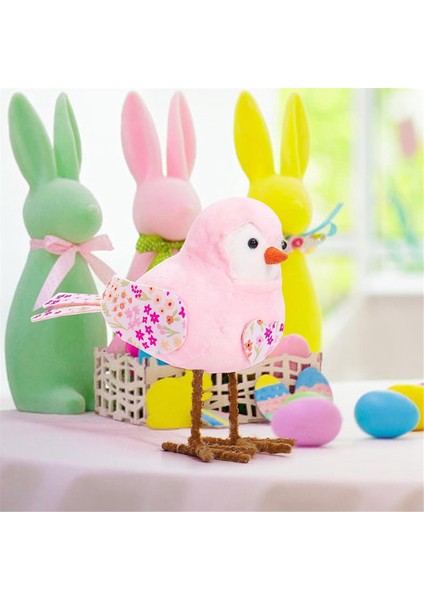 Paskalya Peluş Kuş Bebekleri Tatil Duran Kuş Parçası Süsler Uzun Bacaklı ve Baskılı Eşarp ve Yay Masa Pembesi (Yurt Dışından) fiyatları