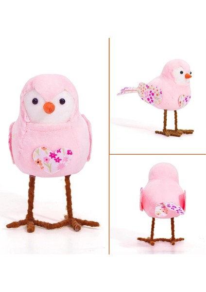 Paskalya Peluş Kuş Bebekleri Tatil Duran Kuş Parçası Süsler Uzun Bacaklı ve Baskılı Eşarp ve Yay Masa Pembesi (Yurt Dışından) modelleri