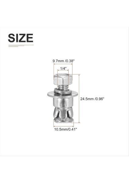 1/4inch x 5/8 Inç Altıgen Somun Kolları - 5 Paket - Beton Kuru Tuğla Blok Duvarlar Için Iyi - Karbon Çelik - Gümüş (Yurt Dışından) fiyatları