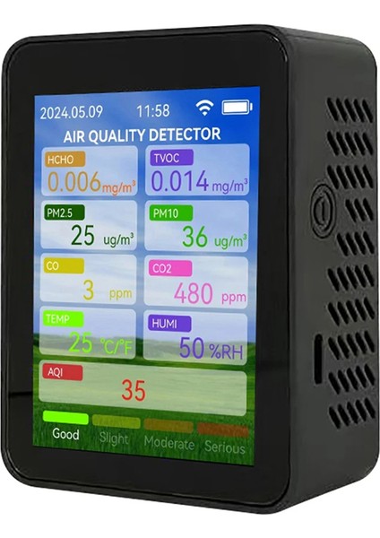 Taya Wıfı Hava Kalitesi Ölçer Hcho Tvoc Karbon Monoksit Co2 Pm2.5/10 Test Cihazı Taşınabilir Sıcaklık Nem Dedektörü Siyah (Yurt Dışından)