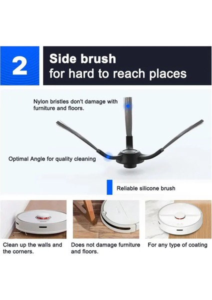 Xiaomi Mijia Robot Vakum Mop 2s 3c Robot Vakum Pop P Aksesuarları Mop Bezi Ana Yan Fırça XMSTJQR2S STYJ02YM (Yurt Dışından) modelleri
