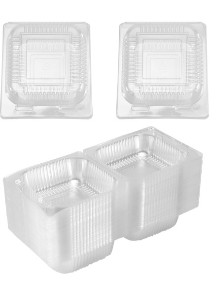 100PCS Tek Tek Bireysel Kek Dilim Kutuları Tatlı Kaplar Cheesecake Kutuları Istiflenebilir Kare Kutular Temiz Gıda Kutuları (Yurt Dışından)